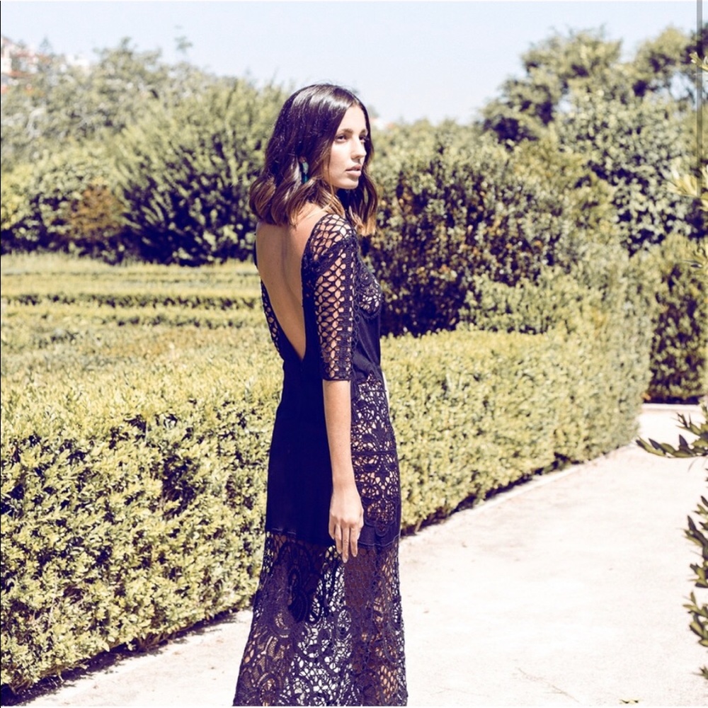 For Love and Lemons Gracey Black Crochet Dress L - Picture 3 of 10